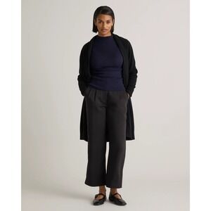 NWT Quince Black Cashmere Open Front Duster Cardigan Size L